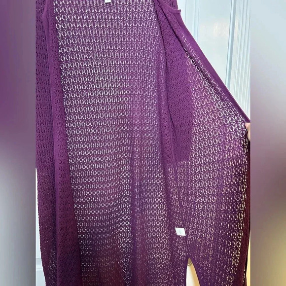 J Jill Womens Purple Duster Open Front Cardigan Open Knit Size M - Picture 4 of 9
